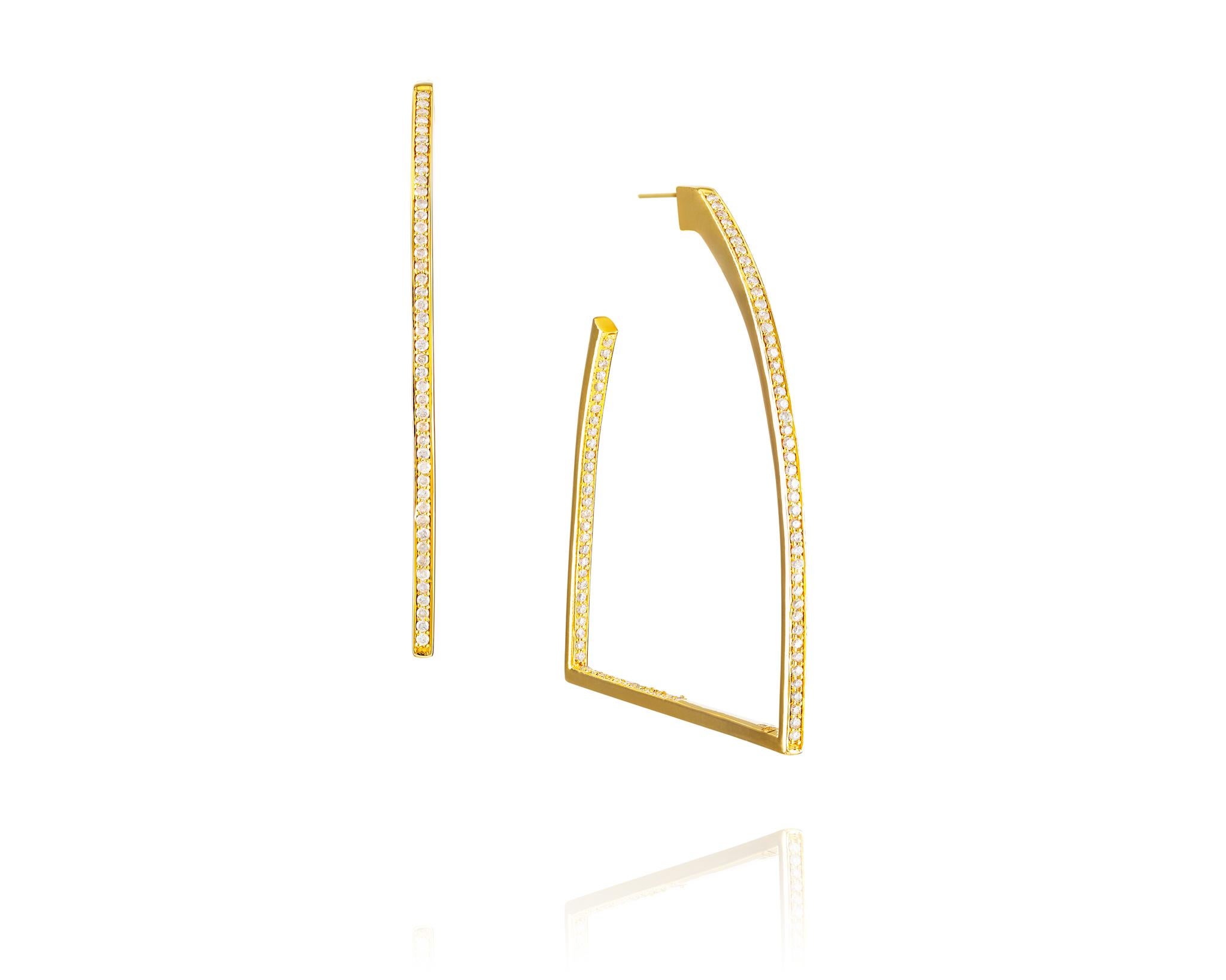 Part of the Vincent Peach Equestrian Collection, the Stirrup Hoop Earrings have 1.86ct of Diamonds mounted in Sterling Silver. 2