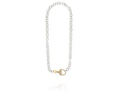 Vincent Peach Equestrian Silver Gold Diamond Lock Chain Necklace