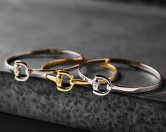 Vincent Peach Equestrian Sterling Silver Bangle Bracelet