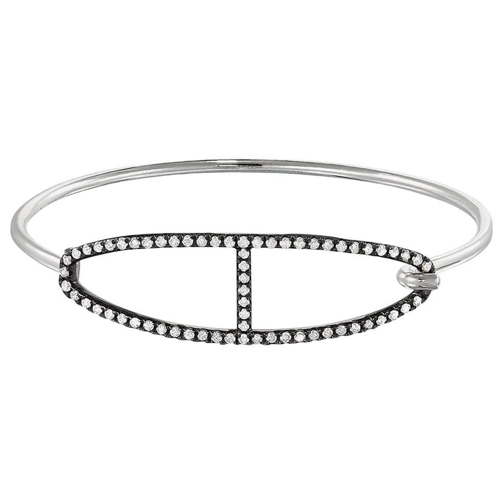 Women's Vincent Peach Equestrian Sterling Silver Buckle Bangle Bracelet For Sale