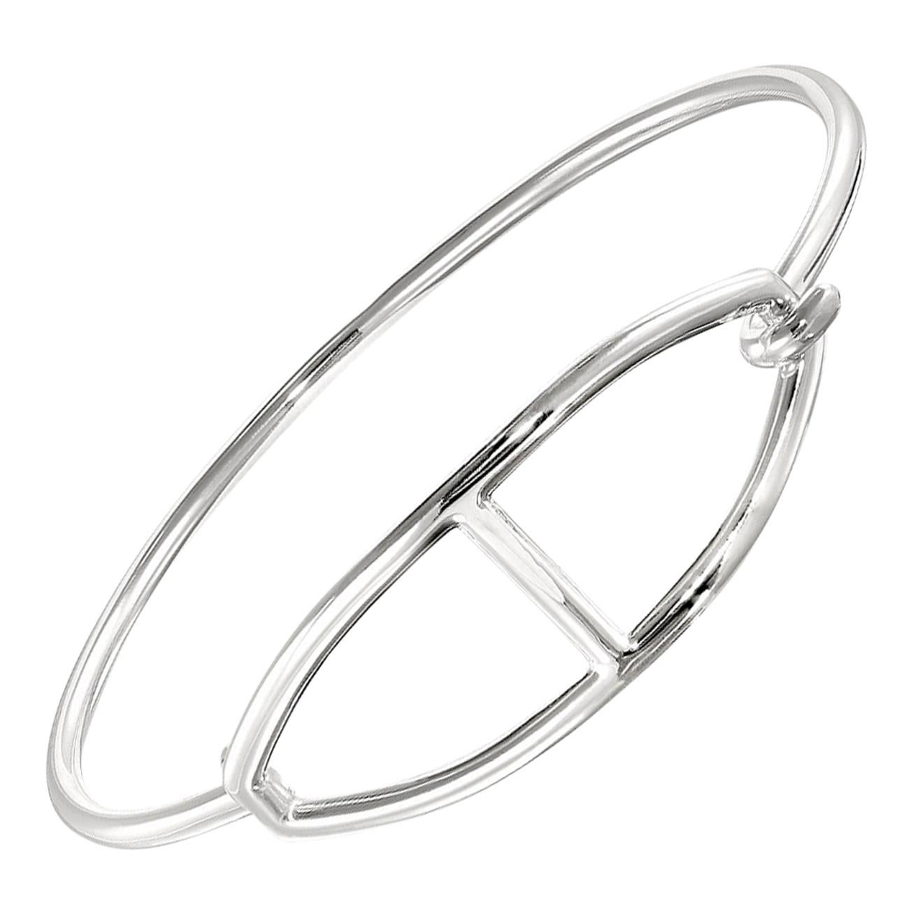 Vincent Peach Equestrian Sterling Silver Buckle Bangle Bracelet For Sale