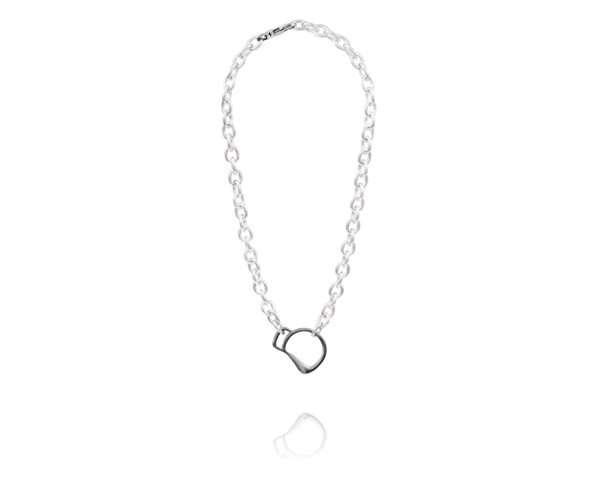 Vincent Peach Equestrian Sterling Silver Cheval Bit Chain Link Necklace For Sale 7
