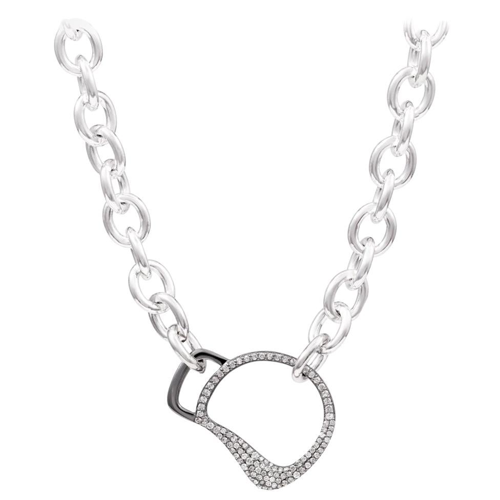Vincent Peach Equestrian Sterling Silver Cheval Bit Chain Link Necklace For Sale 1