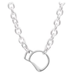Vincent Peach Equestrian Sterling Silver Cheval Bit Chain Link Necklace