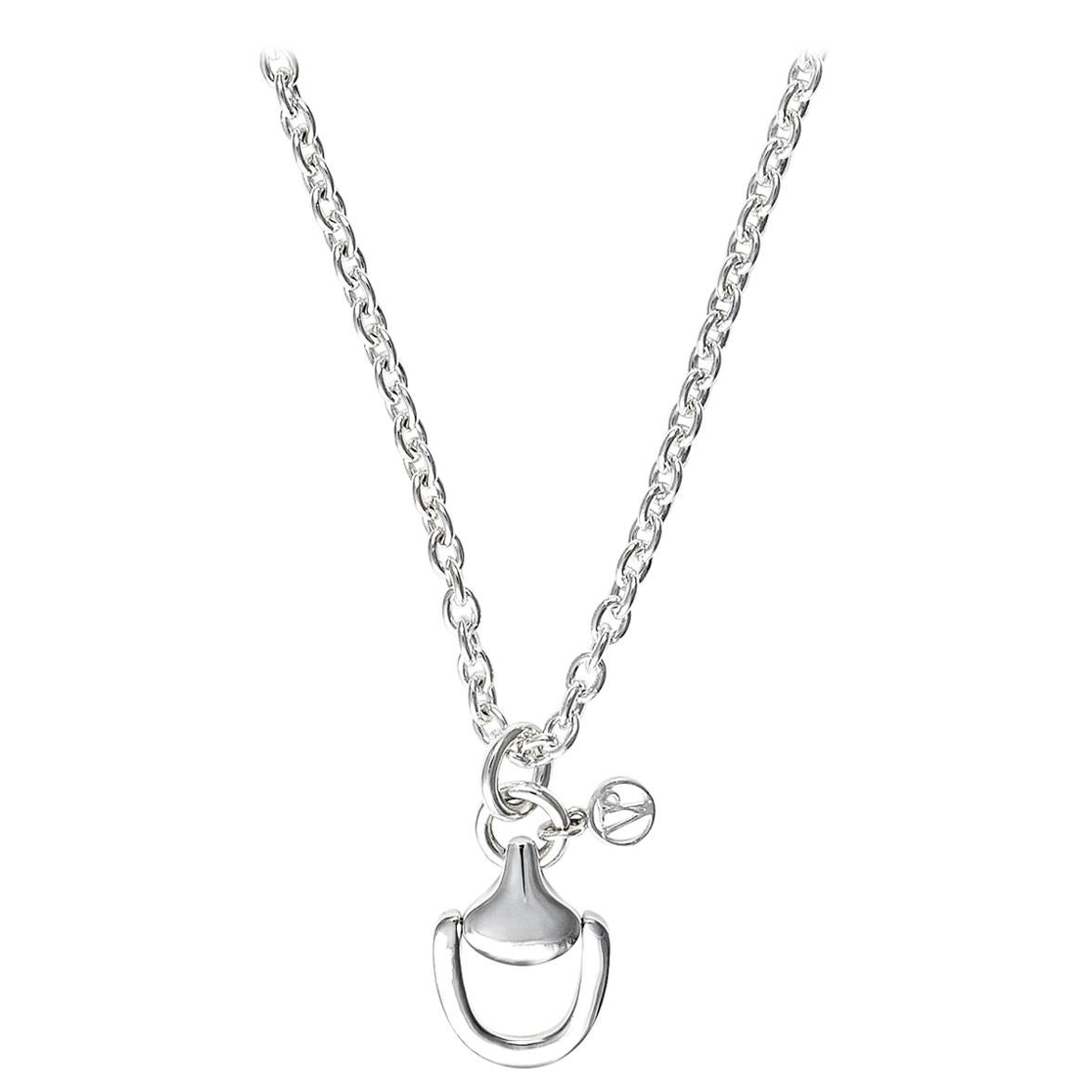 Vincent Peach Equestrian Sterling Silver Churchill Downs Chain Pendant Necklace For Sale