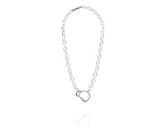 Vincent Peach Equestrian Sterling Silver Diamond Cheval Bit Chain Link Necklace