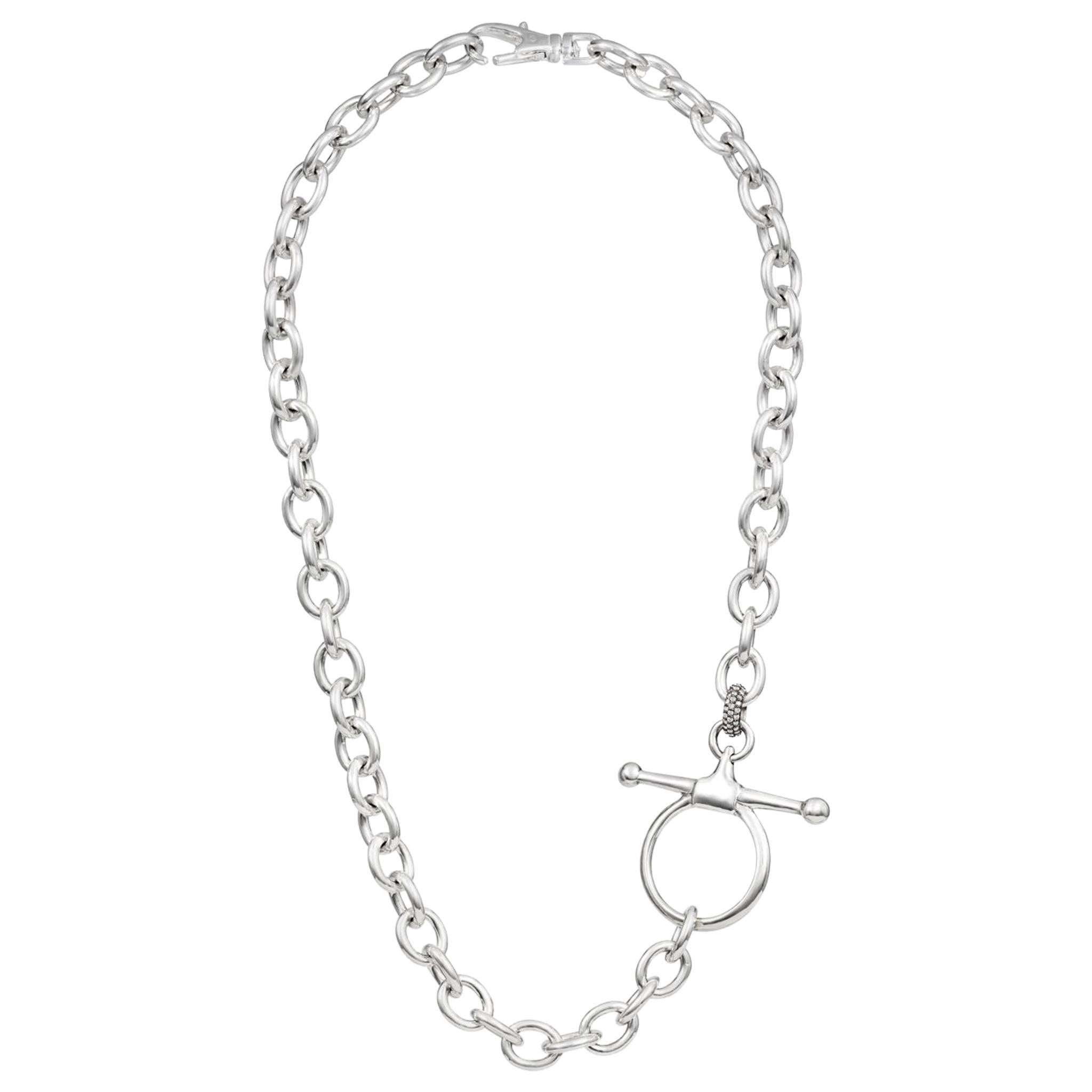 Vincent Peach Equestrian Sterling Silver Fulmer Bit Chain Link Necklace For Sale