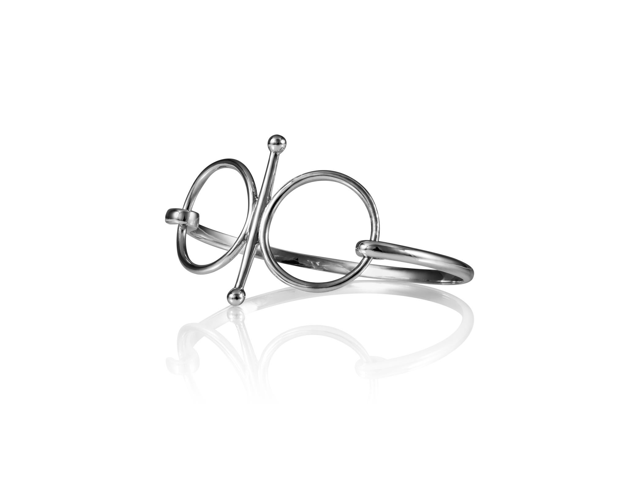 Women's Vincent Peach Equestrian Sterling Silver Fulmer Snaffle Bit Bangle Bracelet For Sale