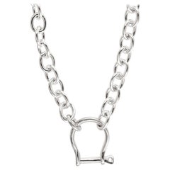 Vincent Peach Equestrian Sterling Silver Shackle Chain Necklace