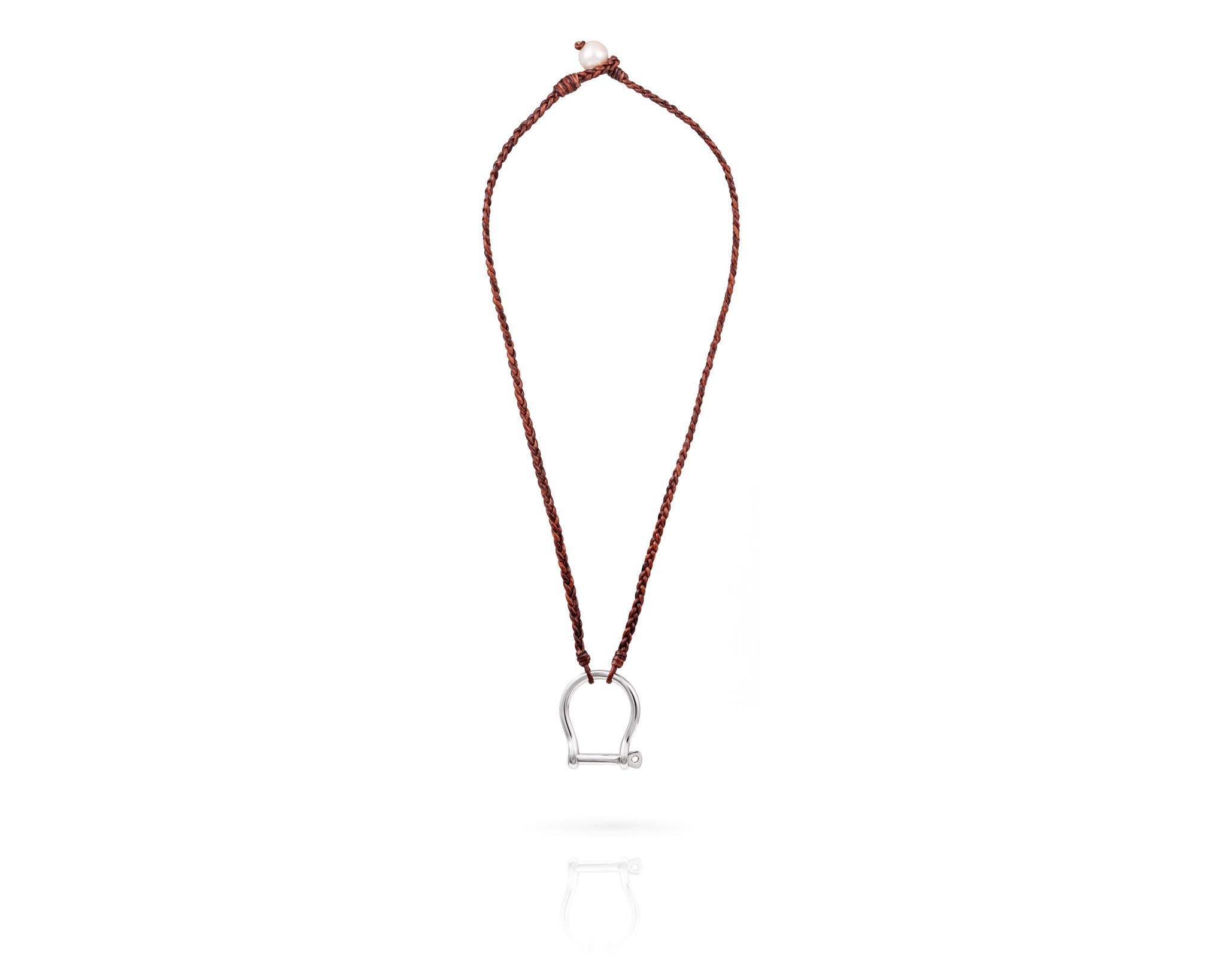 Part of the Vincent Peach Equestrian Collection, the Shackle Necklace has a luxurious Sterling Silver Shackle Pendant with a Removable Screw to hold it together on a 17