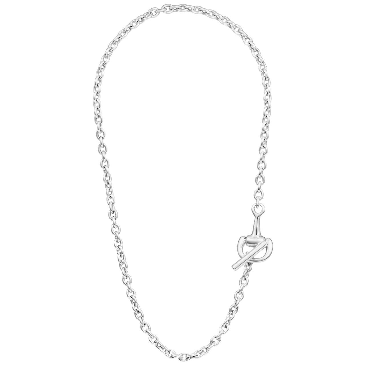 Vincent Peach Equestrian Sterling Silver Snaffle Bit Chain Link Necklace For Sale