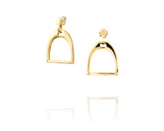 Vincent Peach Equestrian Sterling Silver Stirrup Earrings