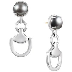 Vincent Peach Sterling Silver Tahitian Pearl Churchill Downs Drop Earrings