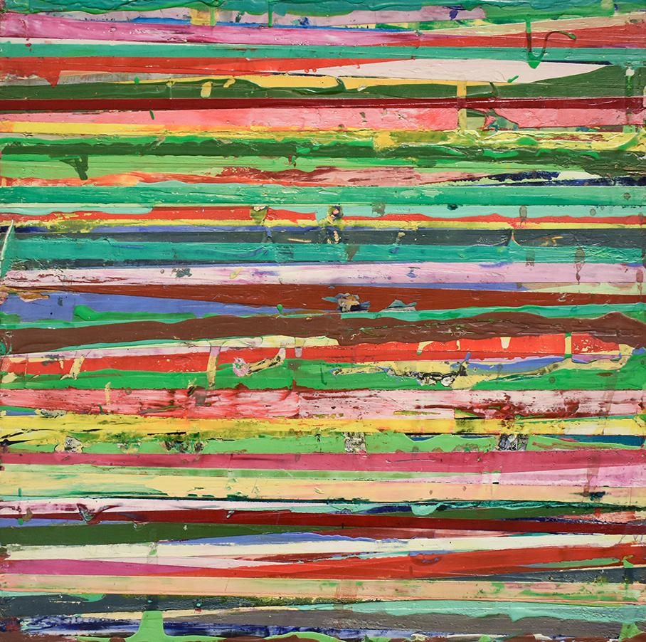 Big Little 115 (Mehrfarbiges, mehrlagiges, abstraktes, geometrisches Gemälde in Mischtechnik) – Mixed Media Art von Vincent Pomilio