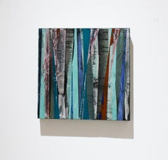 Big Little 117 (Pintura geométrica abstracta a rayas en tonos azules y rojos)