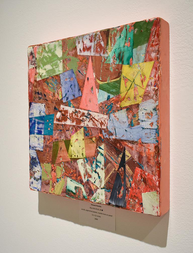 Big Little 118 (Mehrfarbiges, mehrlagiges, abstraktes, geometrisches Gemälde in Mischtechnik) (Braun), Abstract Painting, von Vincent Pomilio