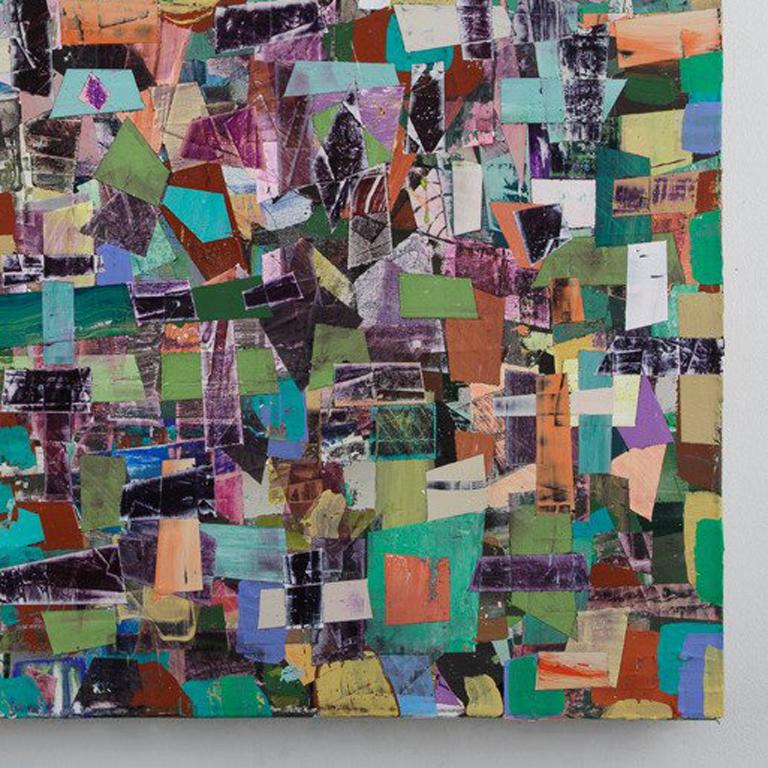 acrylic, pigmented plaster, marble dust and wax on canvas

Highly textured and vividly colored tableau

Notes from the artist: 
With these paintings I explore a means of finding composition, balance and harmony out of a chaotic and intuitive