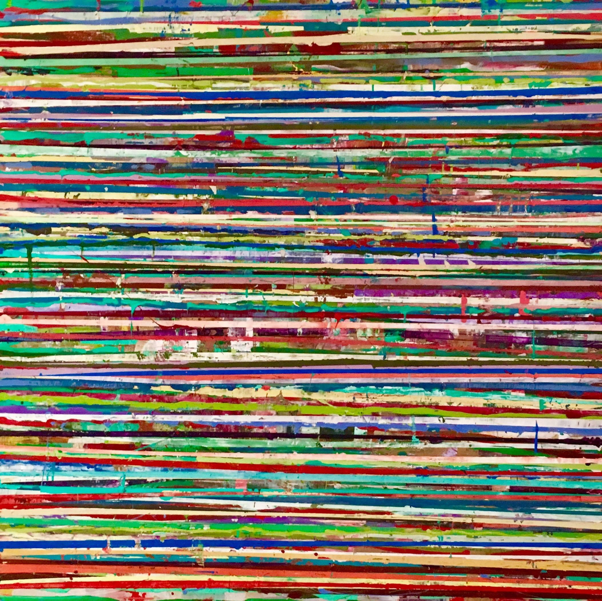 Vincent Pomilio Abstract Painting - 131 Horizon Lines (Striped Painting on Canvas, Bold Horizontal Bands of Color)