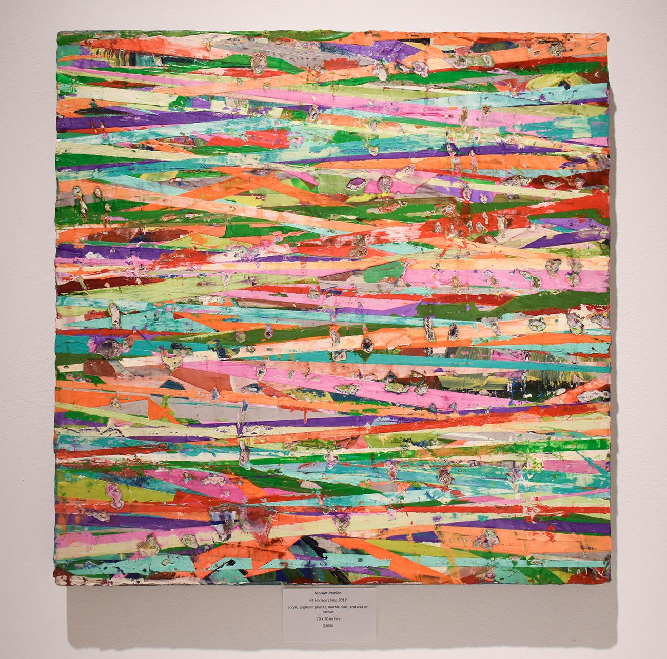 44 Horizon Lines (Modern, farbenfrohes, abstraktes Gemälde mit horizontalen Streifen) (Abstrakt), Mixed Media Art, von Vincent Pomilio