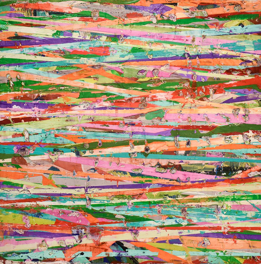 44 Horizon Lines (Modern Colorful Abstract Painting of Horizontal Stripes)