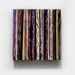 Big Little 129 (gestreiftes abstraktes geometrisches Gemälde in Gelb- und Rottönen)