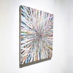 Confluence (Large Graphic Abstract Painting in White with Multi Color Accents)