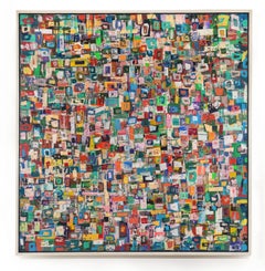 Memory Wall: Maximalist Abstract Geometric Painting in Red, Blue, Green, Yellow
