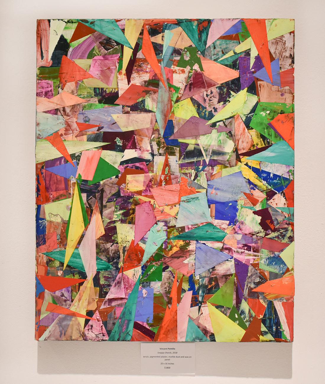 Snappy Shards (peinture abstraite multicolore sur panneau avec supports mixtes) - Abstrait Painting par Vincent Pomilio