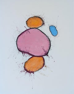 "Structures D09" Dessin abstrait contemporain à l'huile sur papier