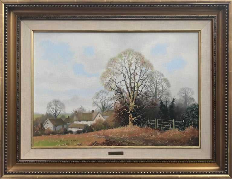 A traditional original oil painting of the beautiful English countryside, capturing the range of trees, fields and buildings to be found in the English Landscape. Vincent Selby (1919 - 2004) British Landscape Artist, was born in Stockport, Cheshire