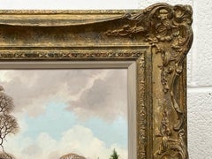 Winter Village Landscape with Families & Children by 20th Century British Artist