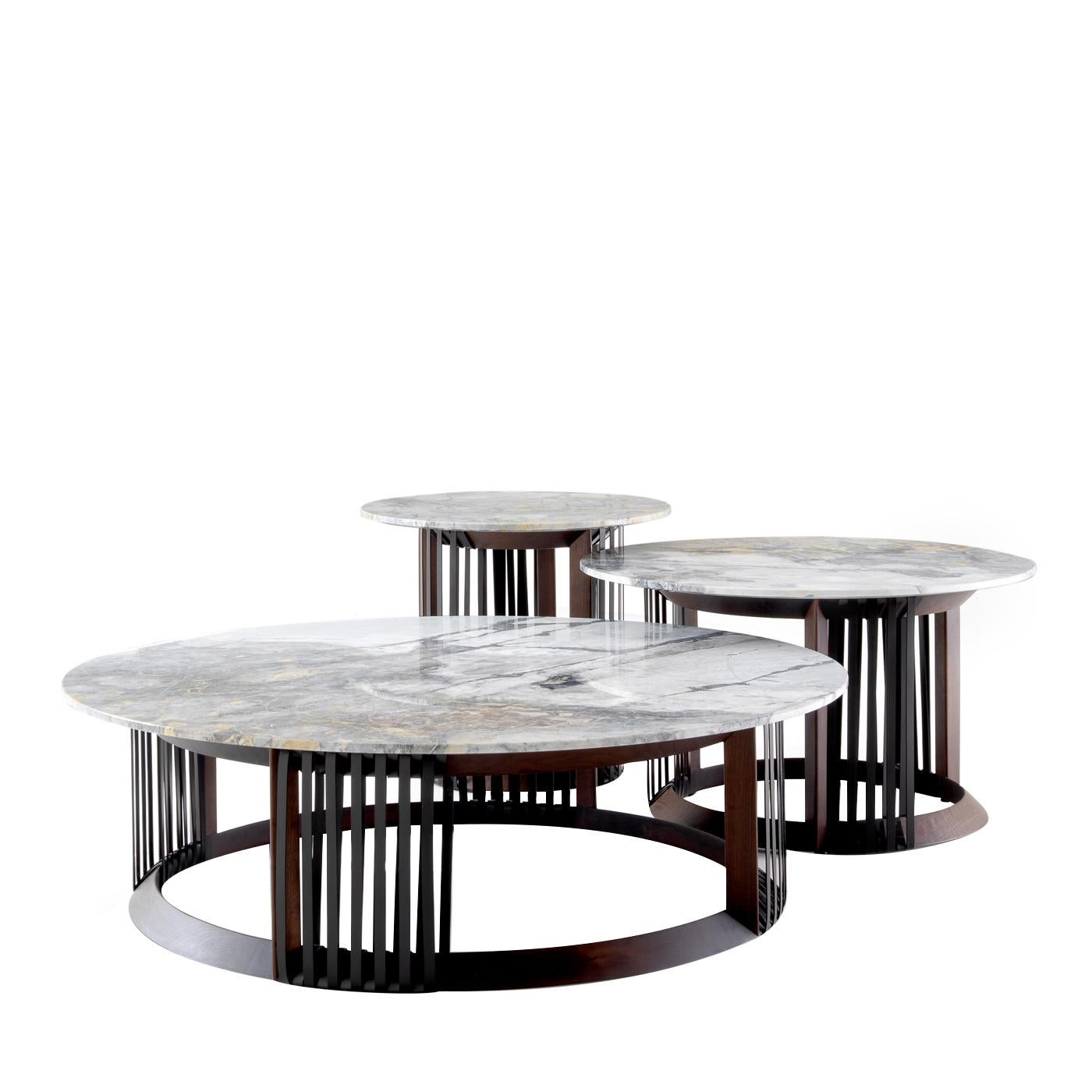 Italian Vincent Set of 3 Grey Marble Coffee Tables by Castello Lagravinese Studio