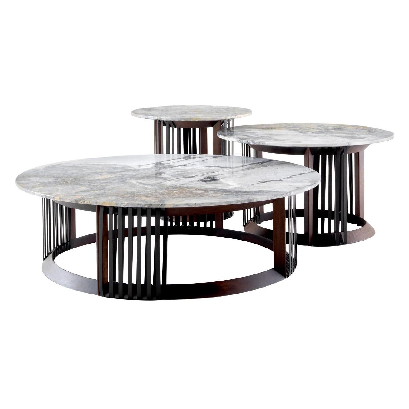 Vincent Set of 3 Grey Marble Coffee Tables by Castello Lagravinese Studio