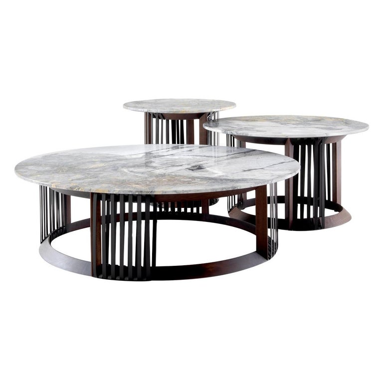 Vincent Set of 3 Grey Marble Coffee Tables by Castello Lagravinese Studio For Sale at 1stDibs