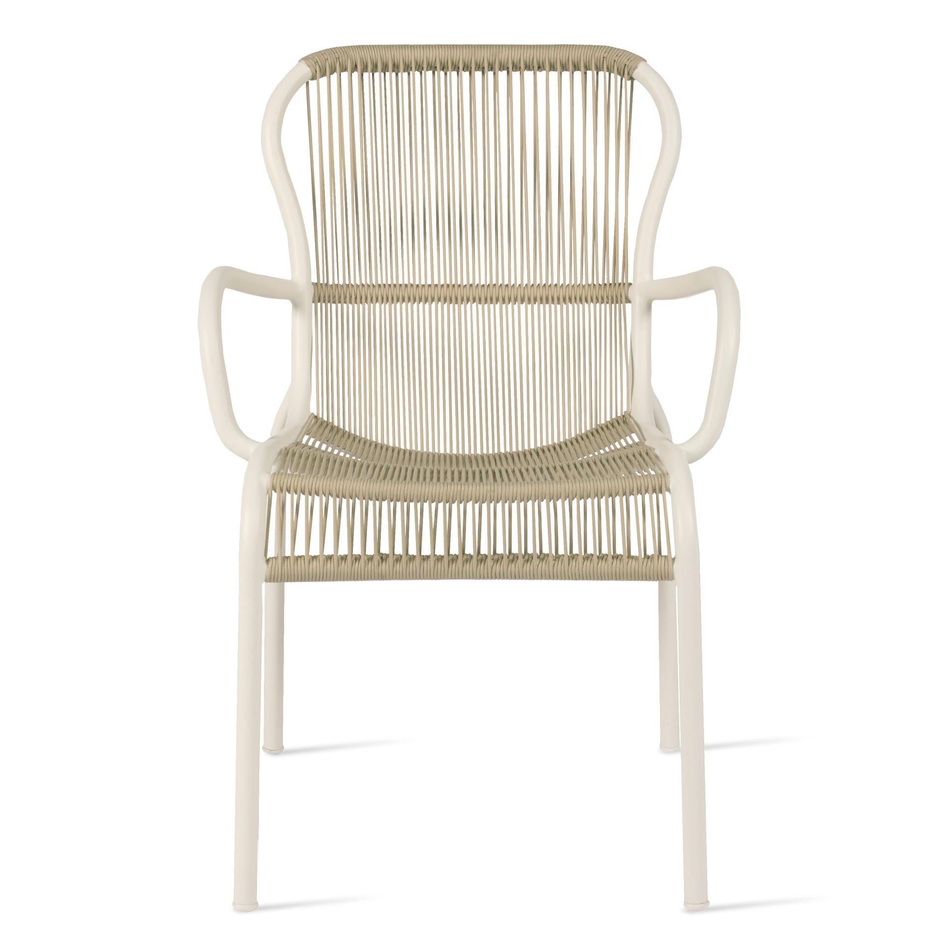 The Loop dining chair is a light and stackable outdoor chair.