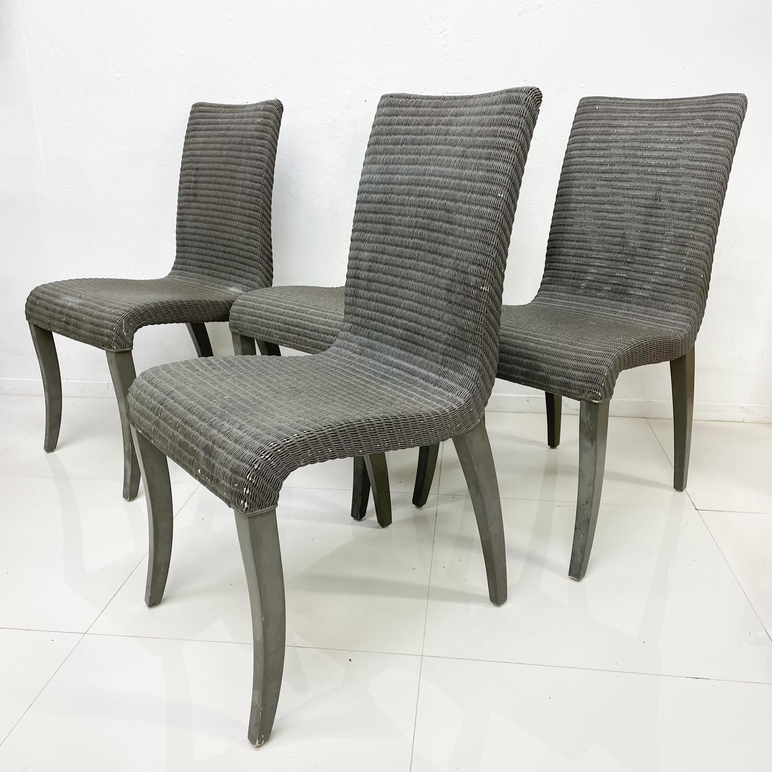 Modern Vincent Sheppard Set of Four Woven Dining Chairs Janus et Cie Lloyd Loom