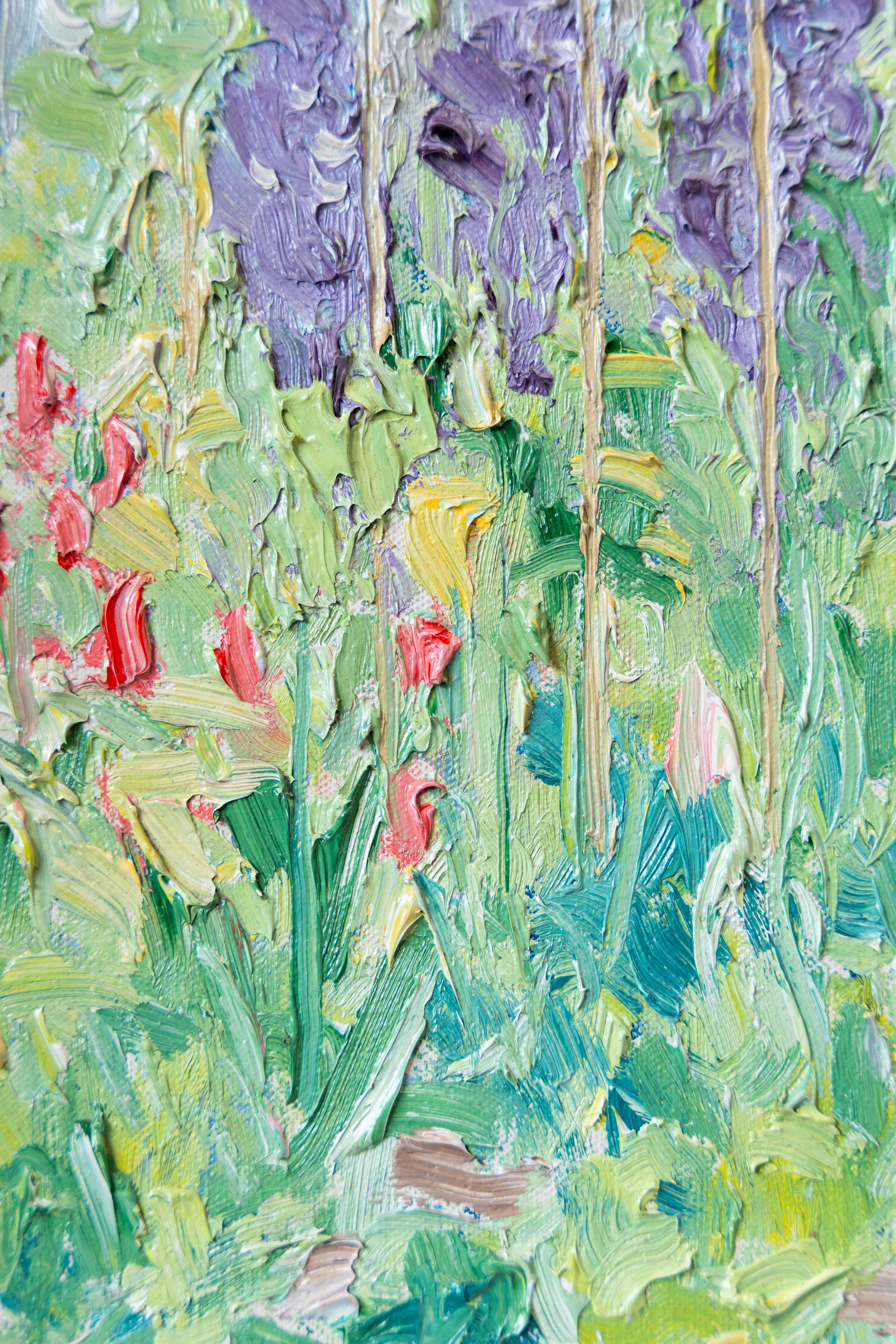 Garden with Flowers and Gate, signed For Sale 1
