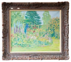 Garden with Flowers and Gate, signed