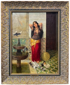 Antique Oil Painting of an Orientalist Harem Woman by Vincent Stiepevich