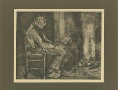 Vincent van Gogh – Man Reading by the Fire – 1928 Portfolio Print