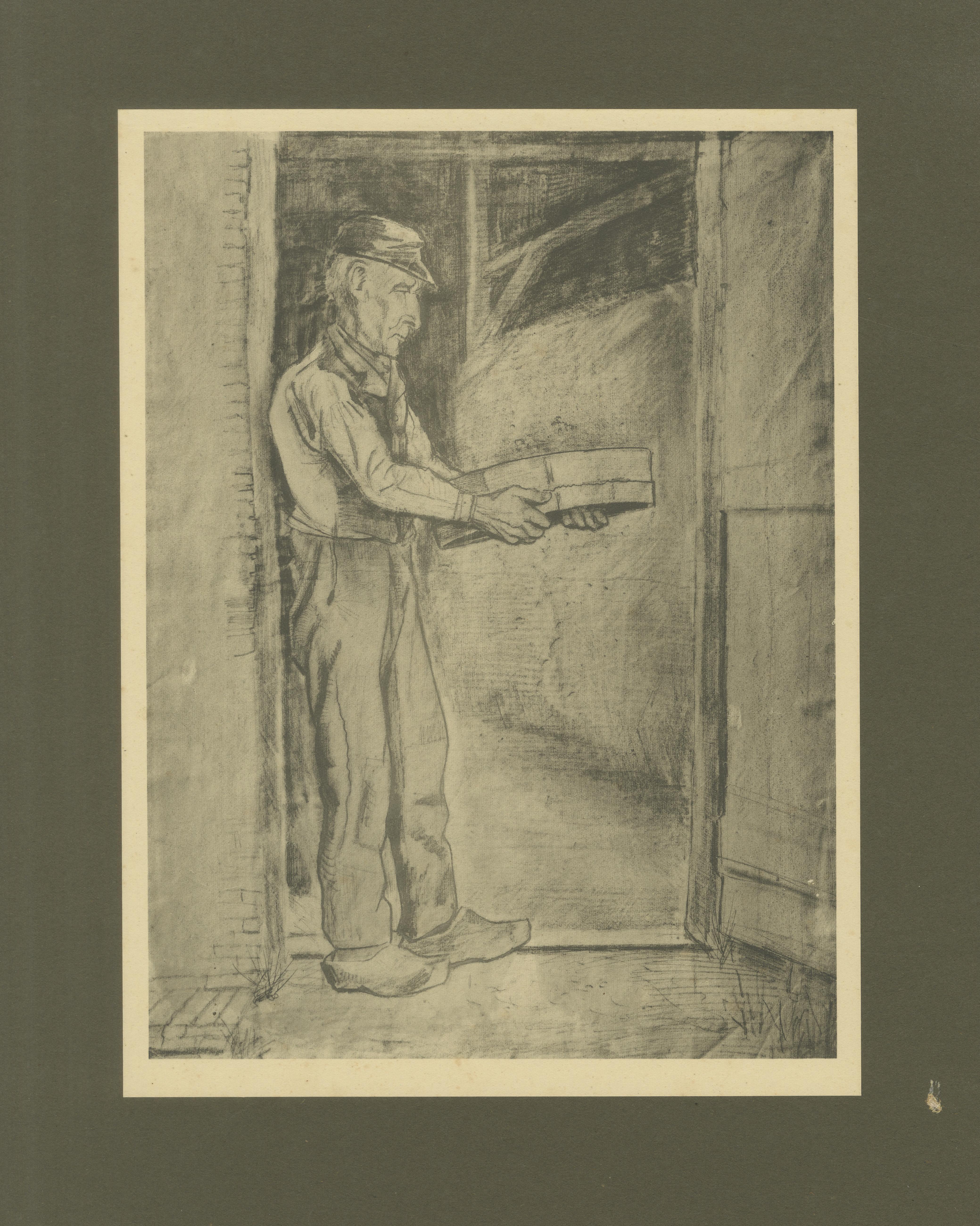 Titolo: Vincent van Gogh - Uomo che setaccia il grano - Stampa di portafoglio del 1928 del periodo olandese  

Descrizione:  
Questa stampa del 1928 è una riproduzione di 