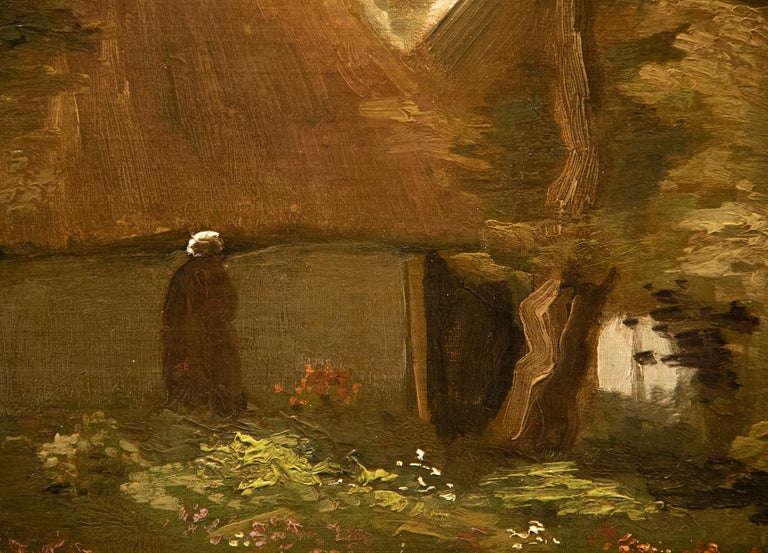 Vincent van Gogh La Chaumière et une Paysanne Sous les Arbres For