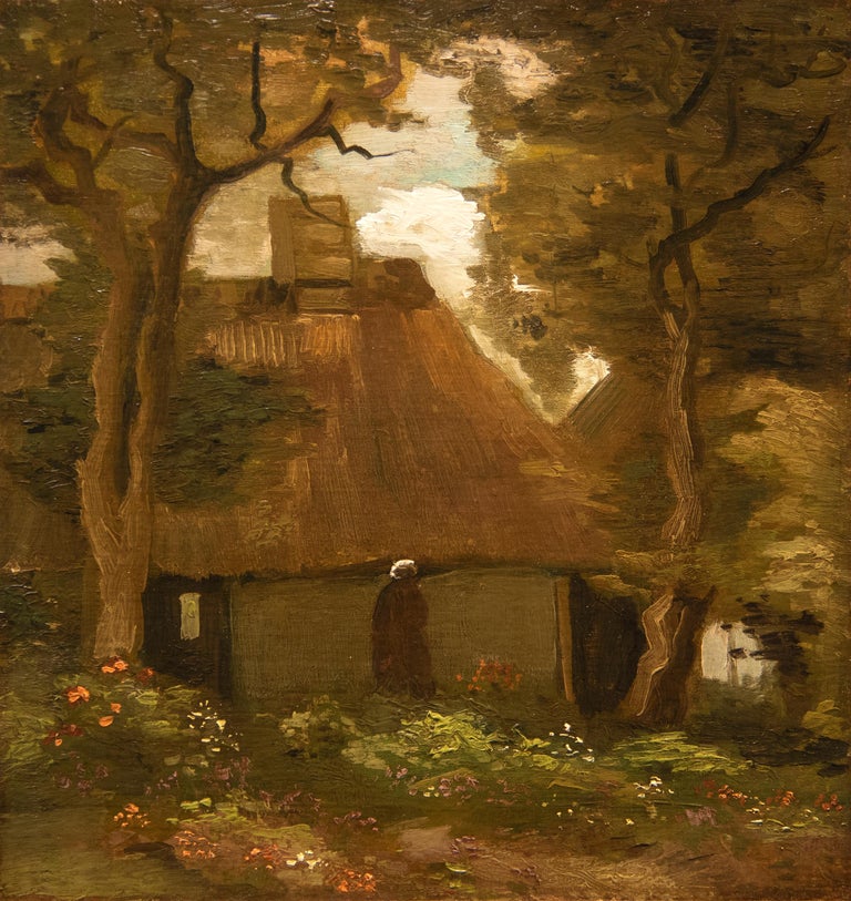 <i></noscript>La chaumière et une paysanne sous les arbres,</i> 1885, by Vincent van Gogh