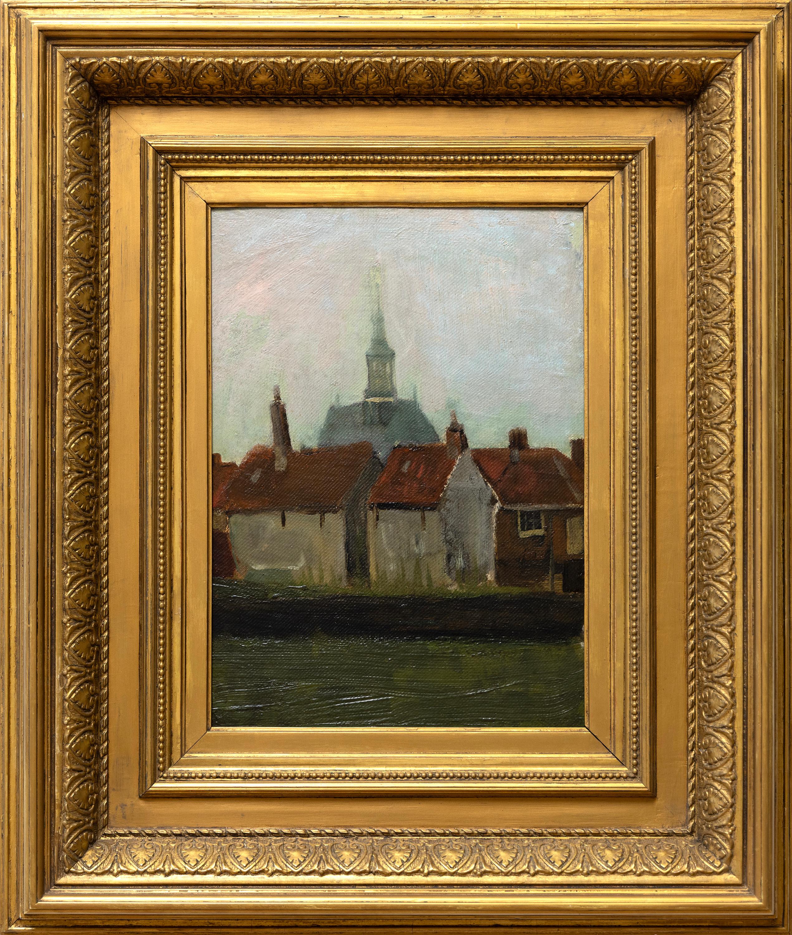 The New Church and Old Houses in the Hague - Painting by Vincent van Gogh