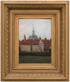 Die Neue Kirche und alte Häuser in Den Haag – impressionistisches Ölgemälde, 1882