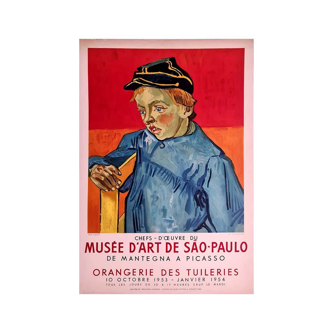 1954 Affiche d'exposition originale Van Gogh - Le collégien Orangerie des Tuileries en vente 2