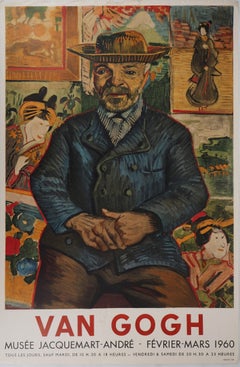 Father Tanguy (portrait) with Japanese background, lithograph (Mourlot 1960)