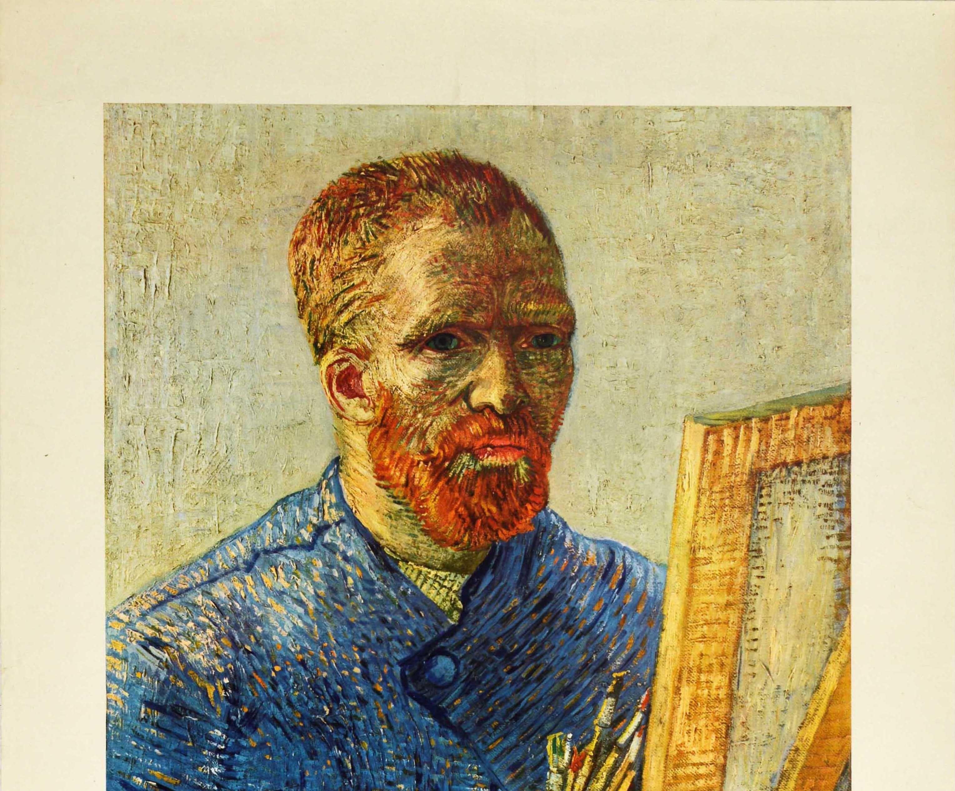 Original Vintage Art Exhibition Poster Vincent Van Gogh Self Portrait Painting - Print by Vincent van Gogh