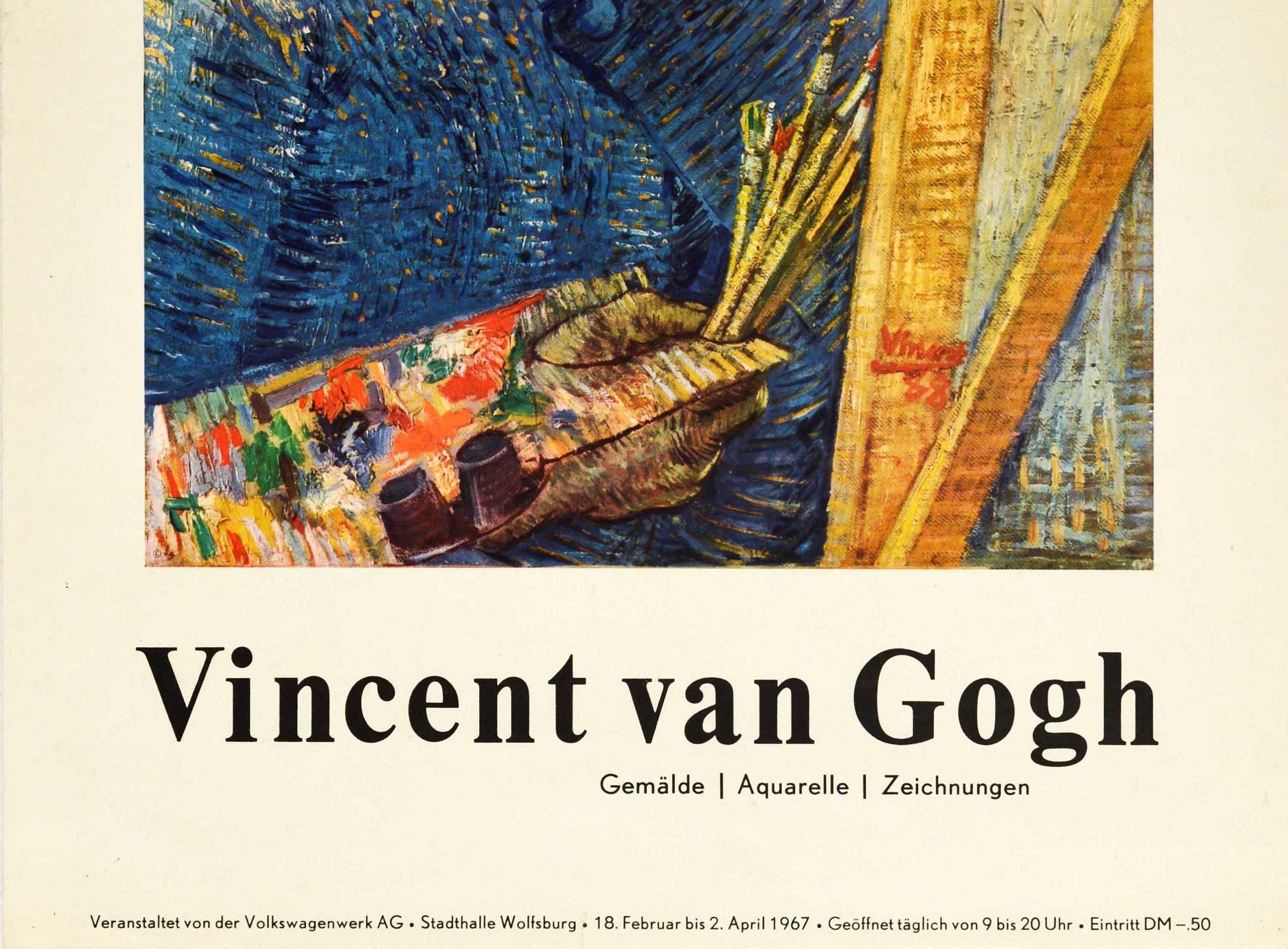 Original-Vintage-Kunstausstellungsplakat Vincent Van Gogh, Selbstporträtgemälde, Vintage (Post-Impressionismus), Print, von Vincent van Gogh