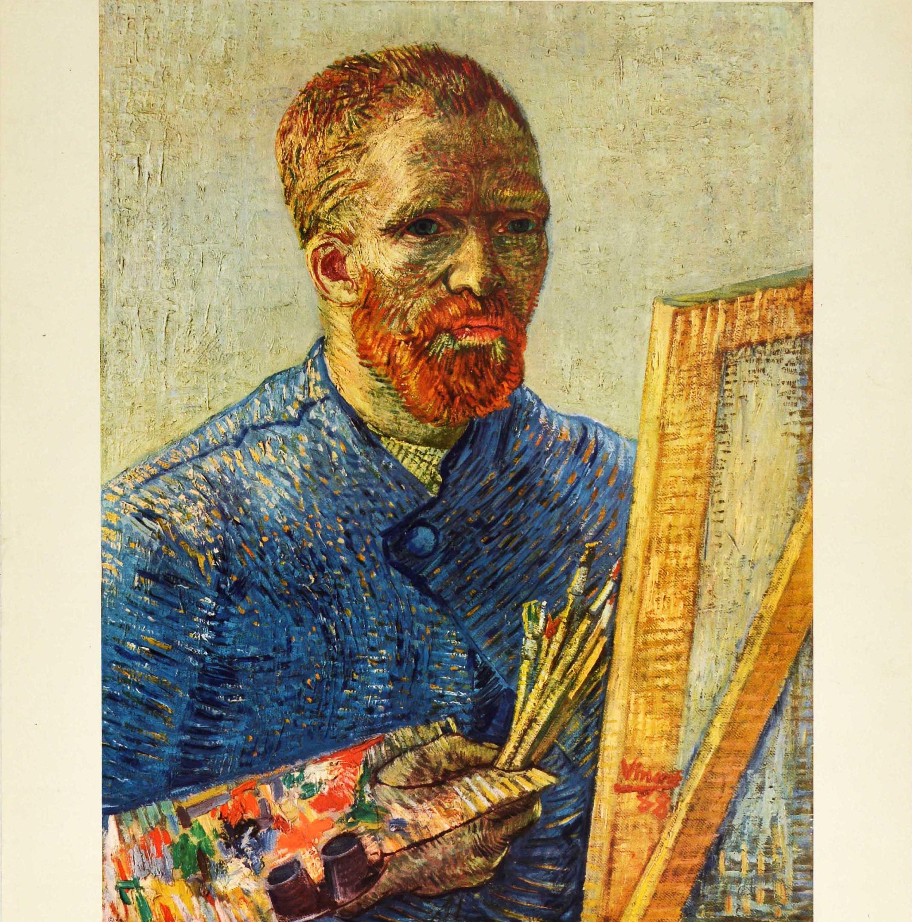 Original-Vintage-Kunstausstellungsplakat Vincent Van Gogh, Selbstporträtgemälde, Vintage (Beige), Print, von Vincent van Gogh